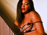 Exotic black babe reveals her dark pussy