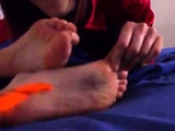 Hot brunette foot fetish play