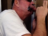 Gloryhole BJ DILF takes load in mouth